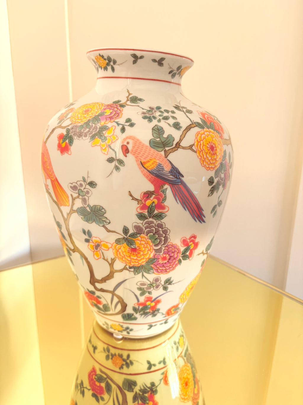 Tropical Birds and Flowers Vase