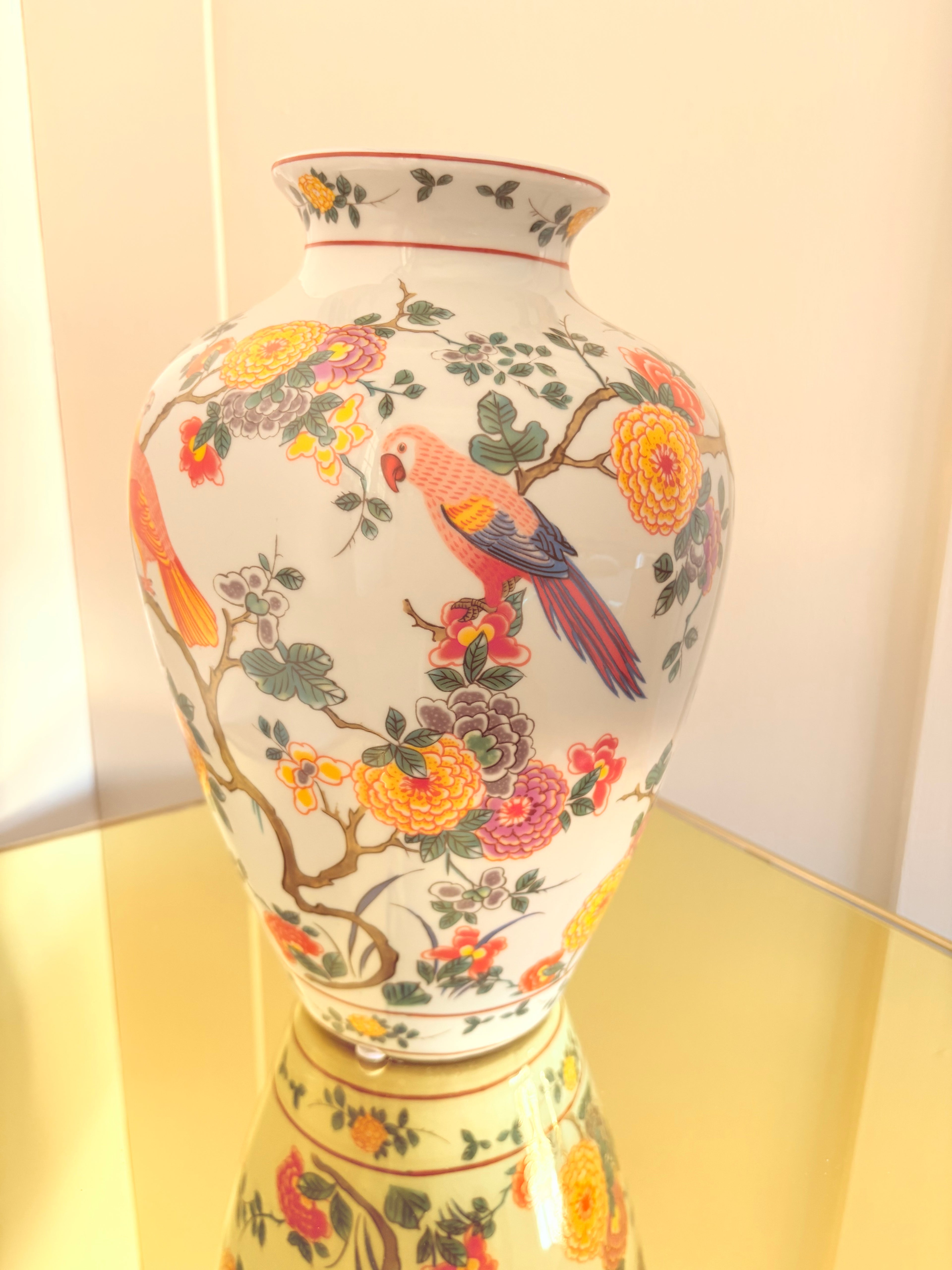 Tropical Birds and Flowers Vase