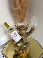 Gold Highland Cow Glass and Bottle Holder