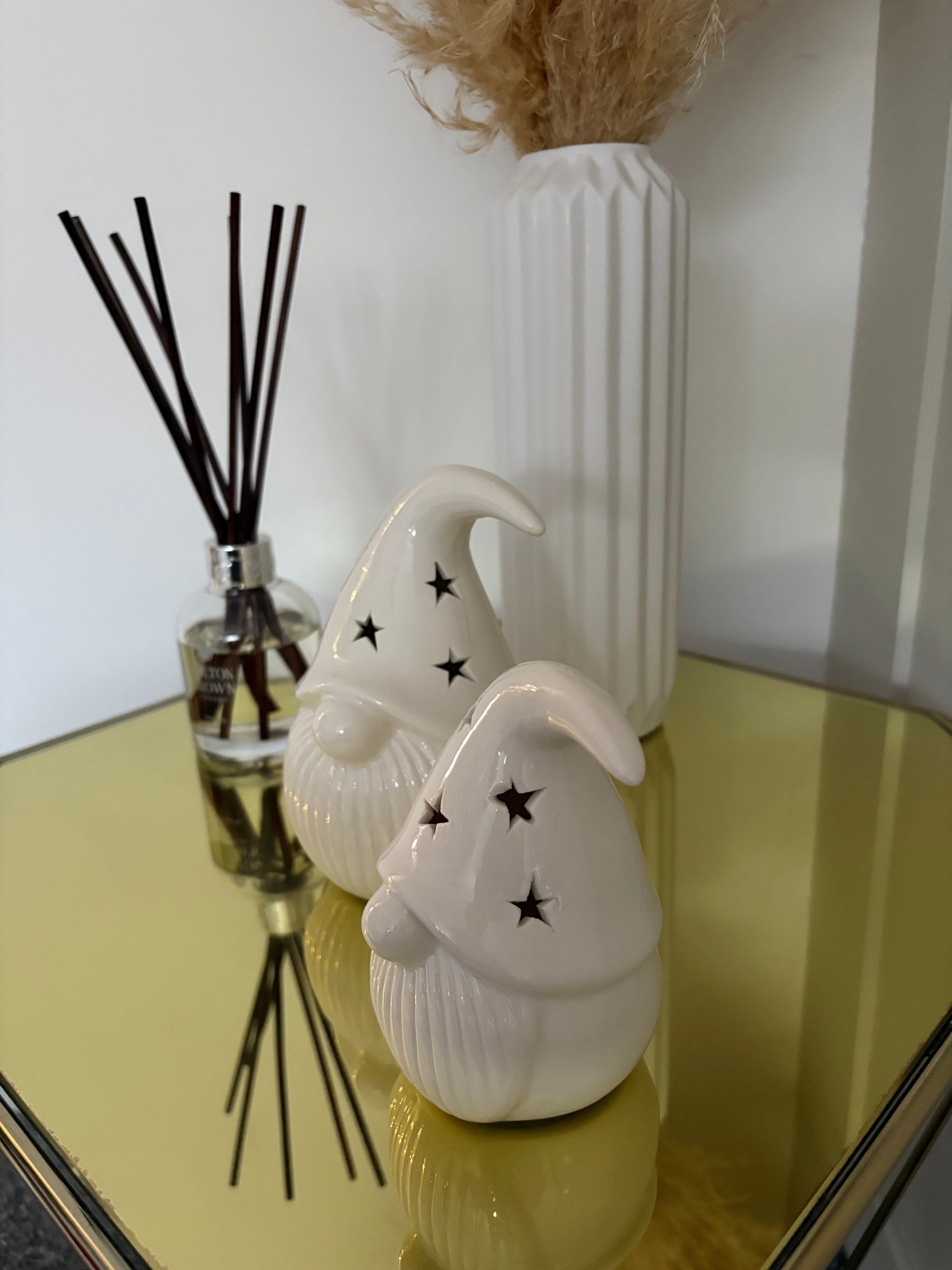 Pair of White Ceramic LED Gonks