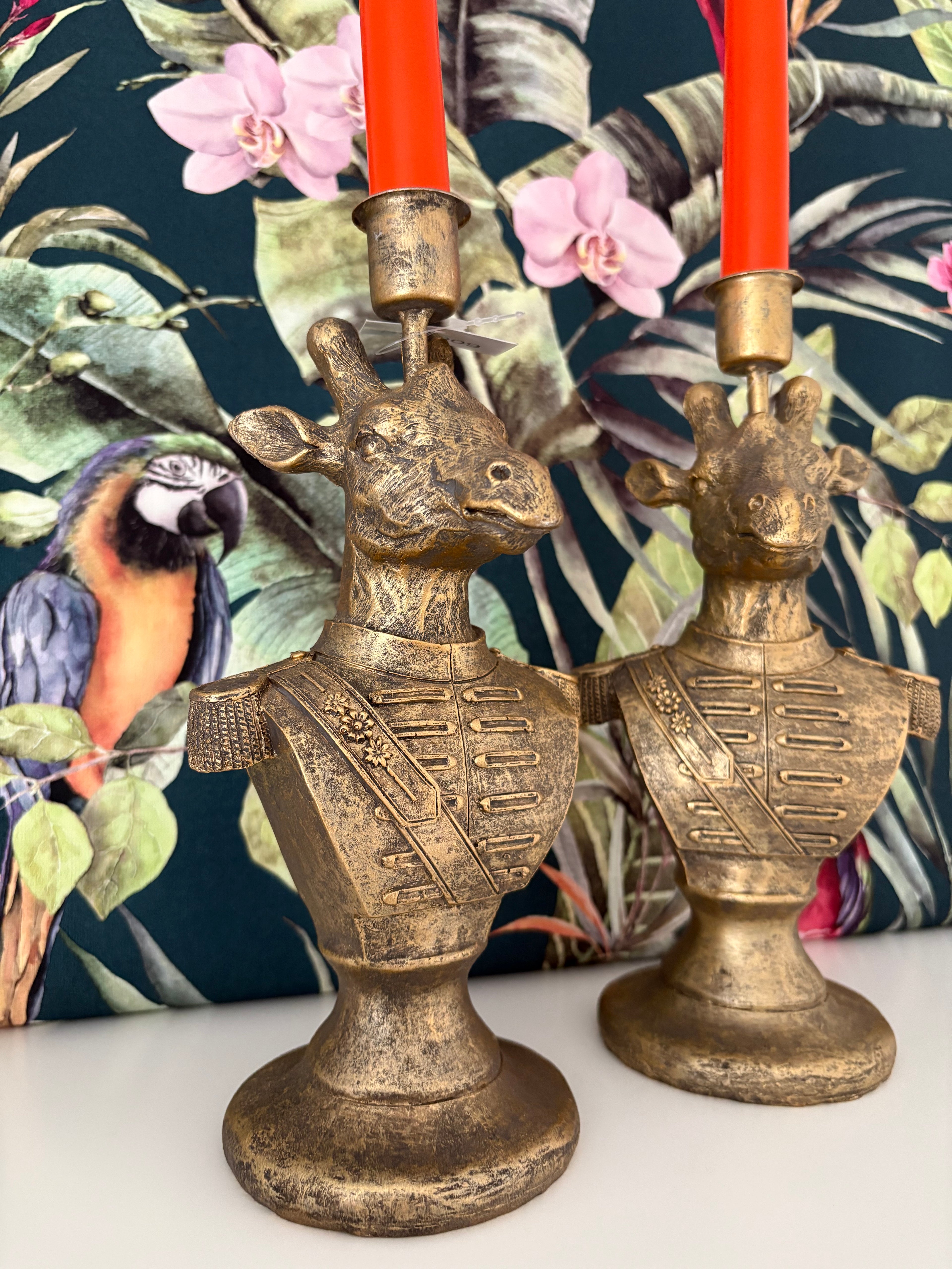 Military Giraffe Candlestick Holder