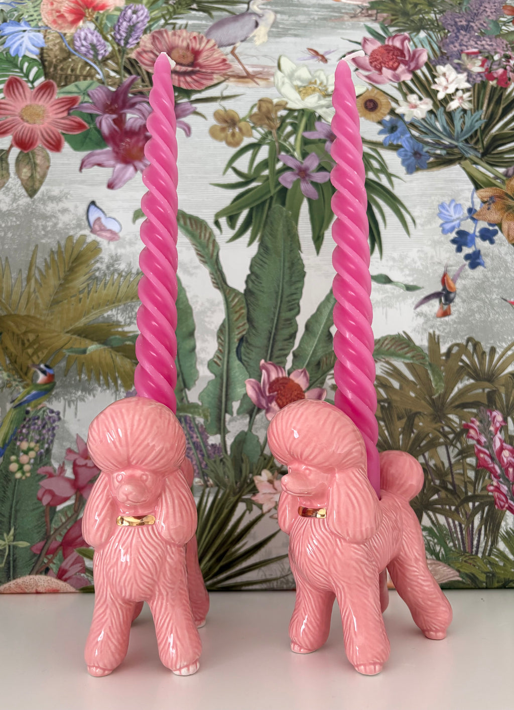 Pink Poodle Ceramic Candle Holder