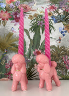 Pink Poodle Ceramic Candle Holder