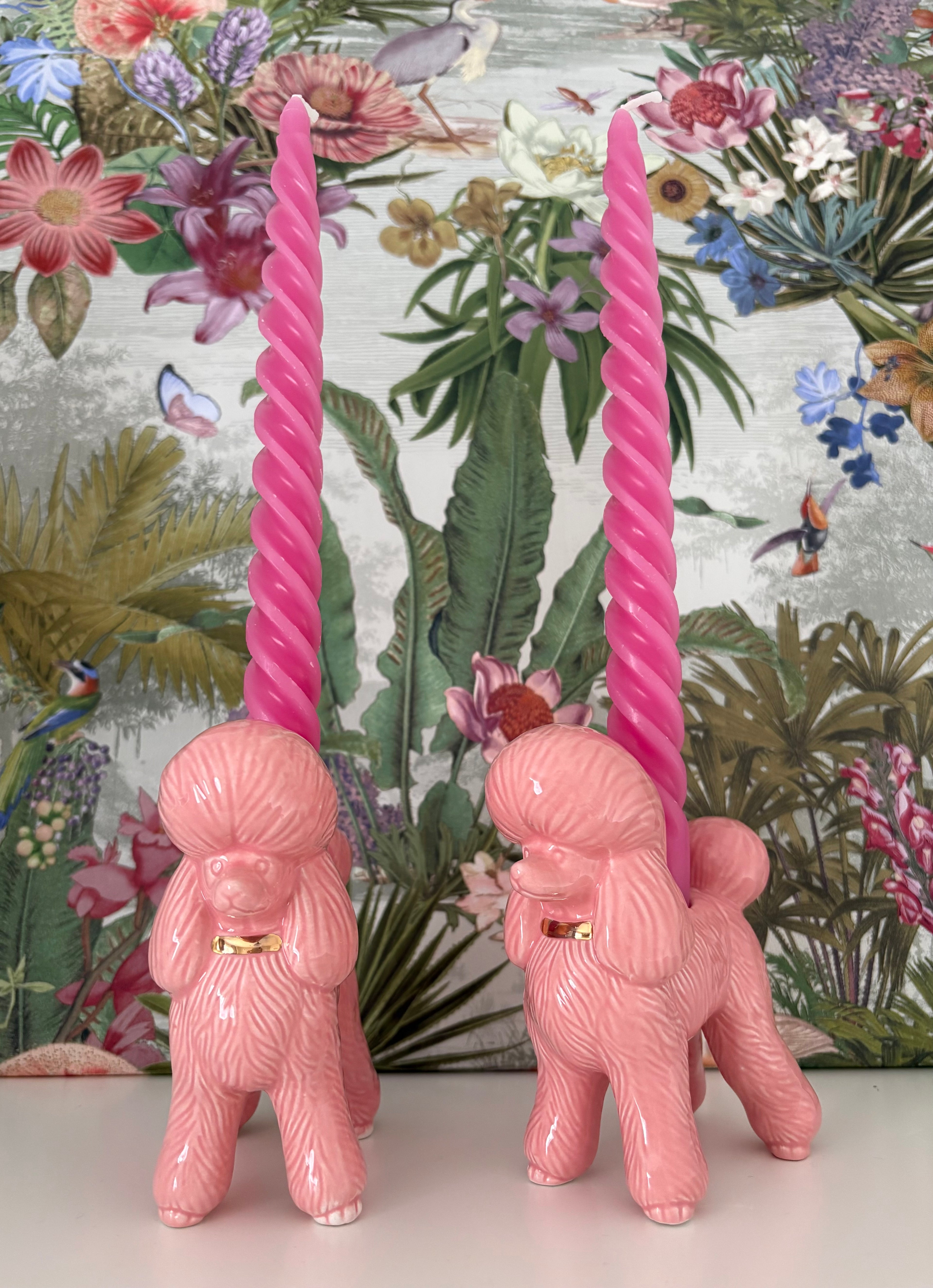 Pink Poodle Ceramic Candle Holder