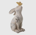 Aged Stone Rabbit with Butterfly