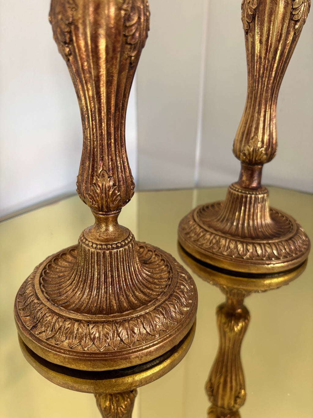Antiqued Gold Candlestick Holders