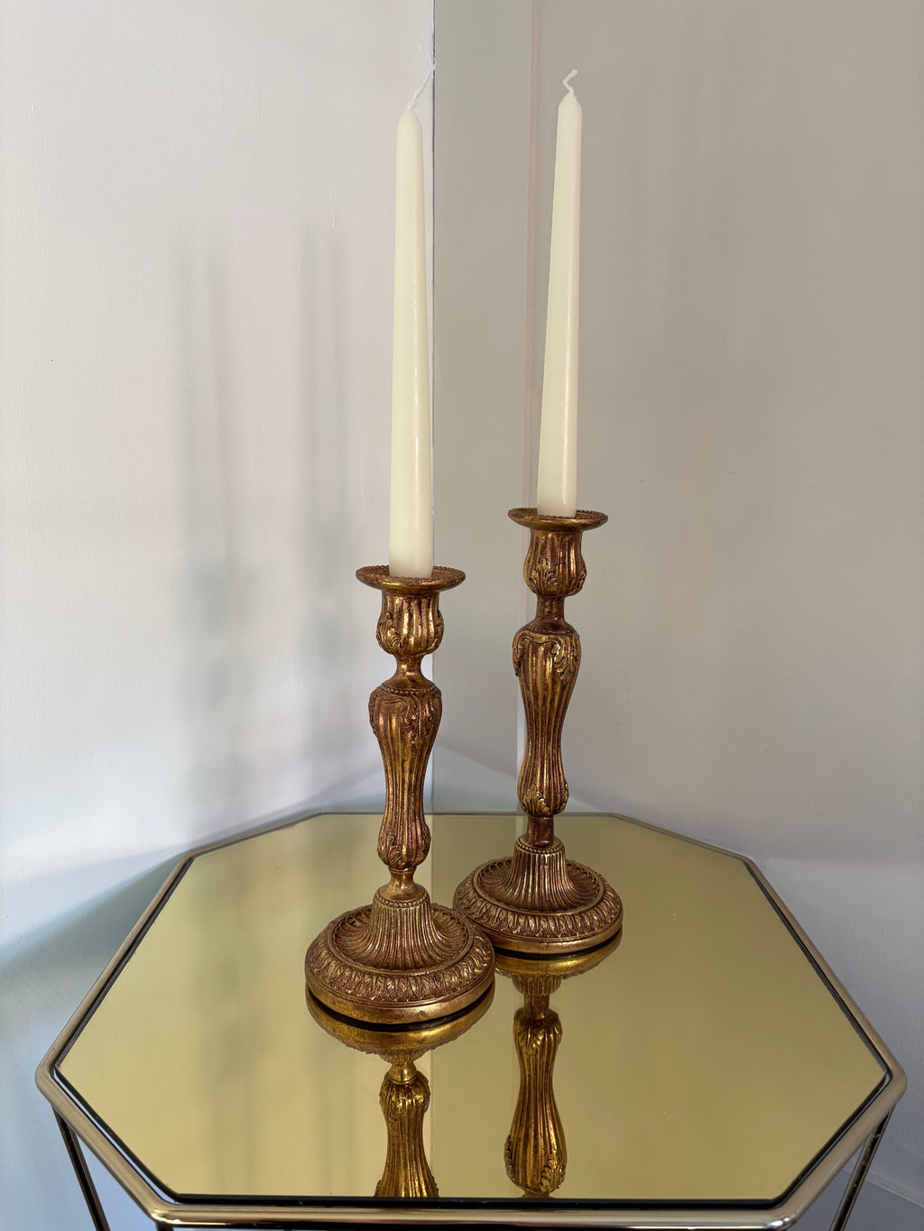 Antiqued Gold Candlestick Holders