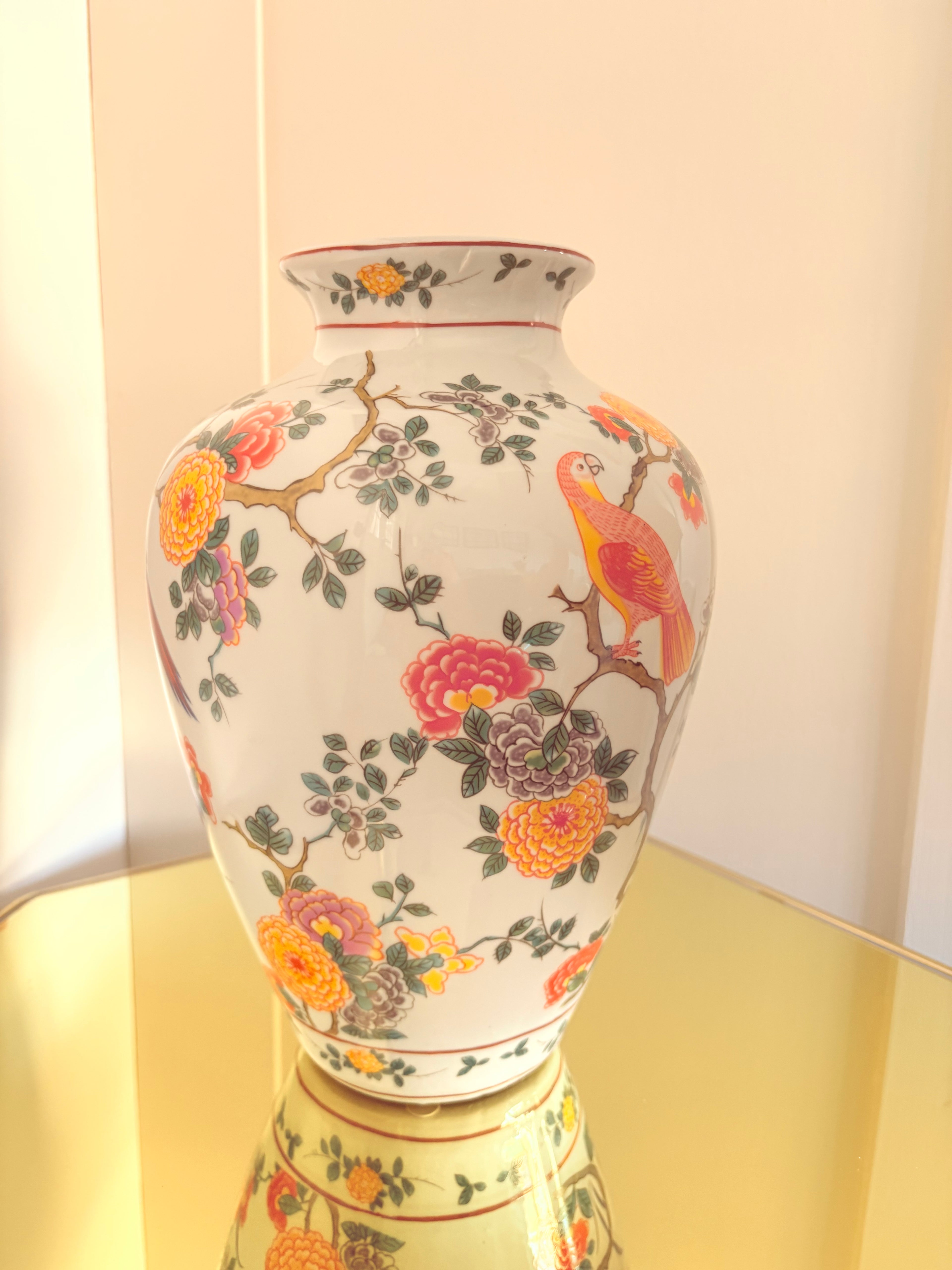 Tropical Birds and Flowers Vase