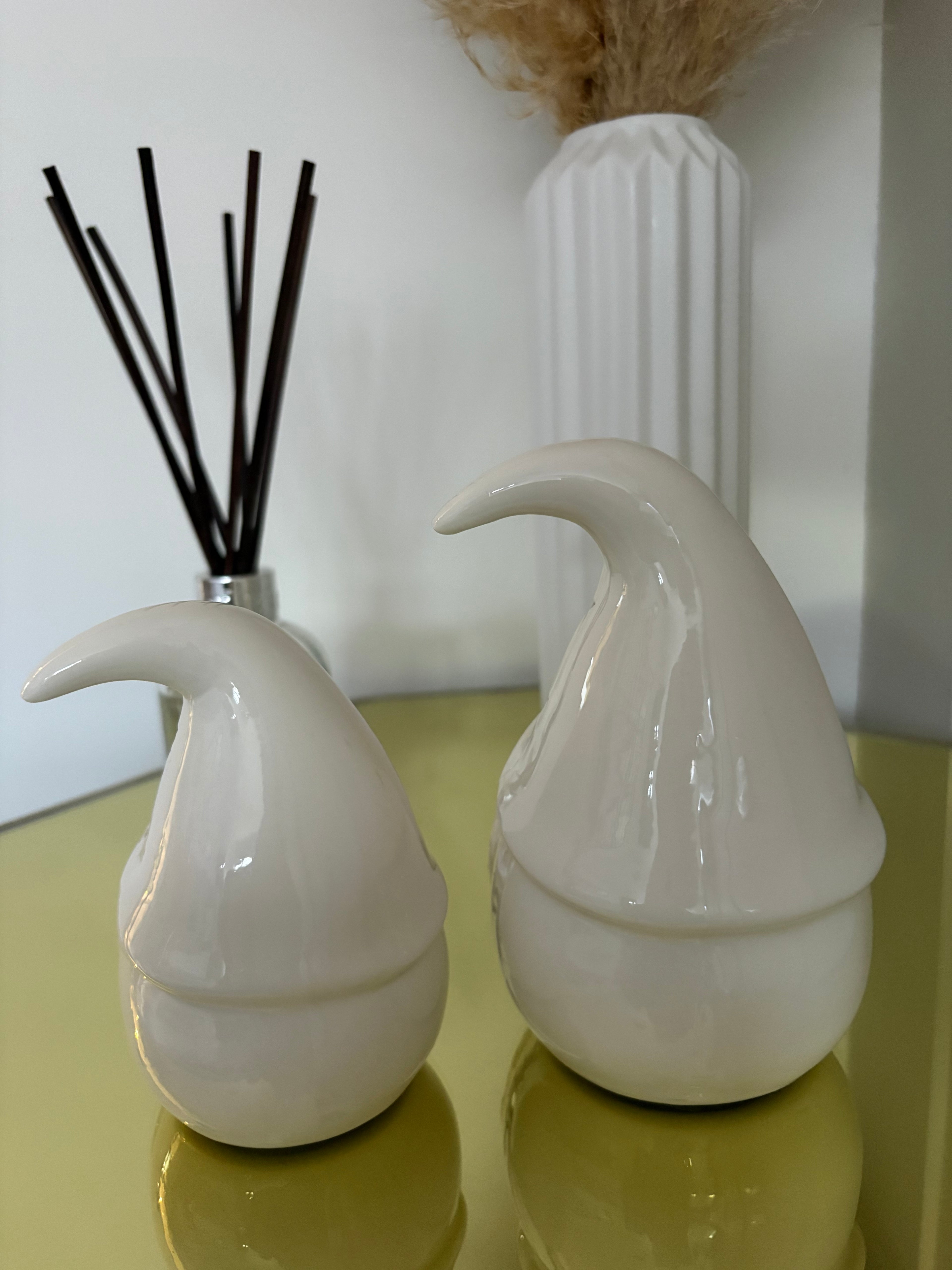Pair of White Ceramic LED Gonks