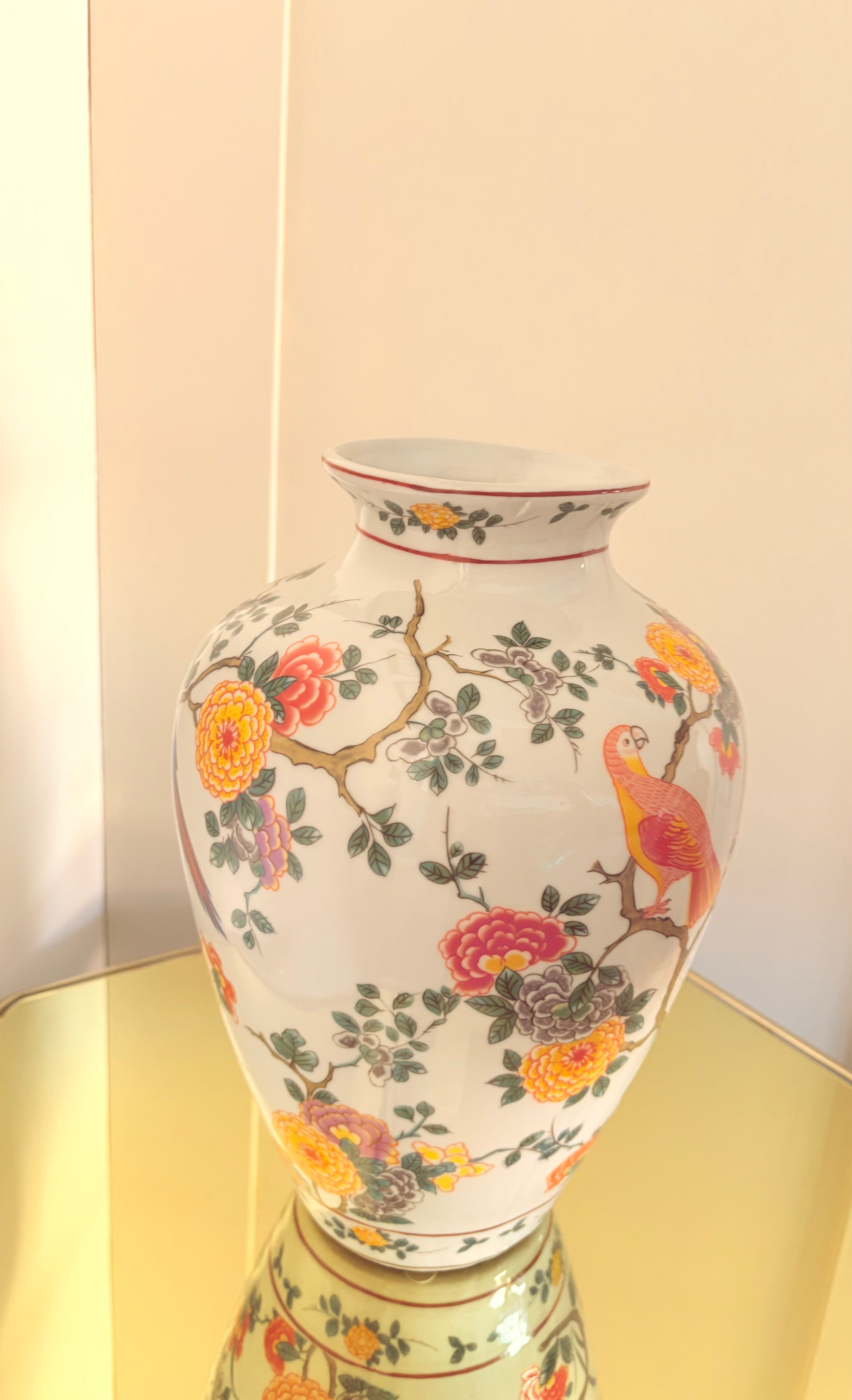 Tropical Birds and Flowers Vase