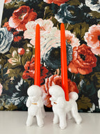 White Poodle Ceramic Candlestick Holder