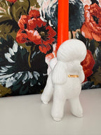 White Poodle Ceramic Candlestick Holder