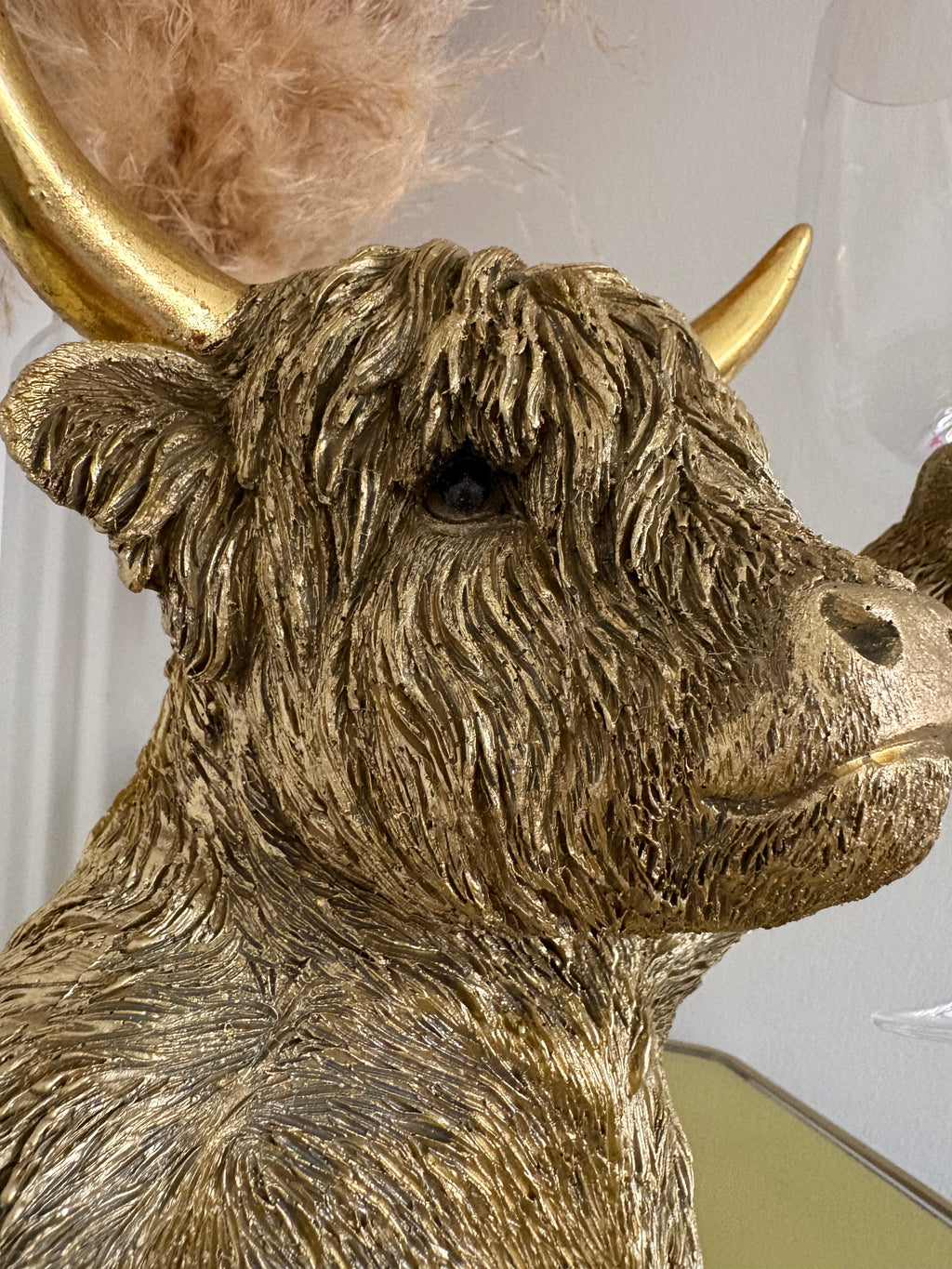 Gold Highland Cow Glass and Bottle Holder