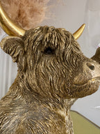 Gold Highland Cow Glass and Bottle Holder