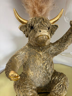 Gold Highland Cow Glass and Bottle Holder