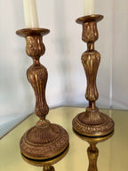 Antiqued Gold Candlestick Holders