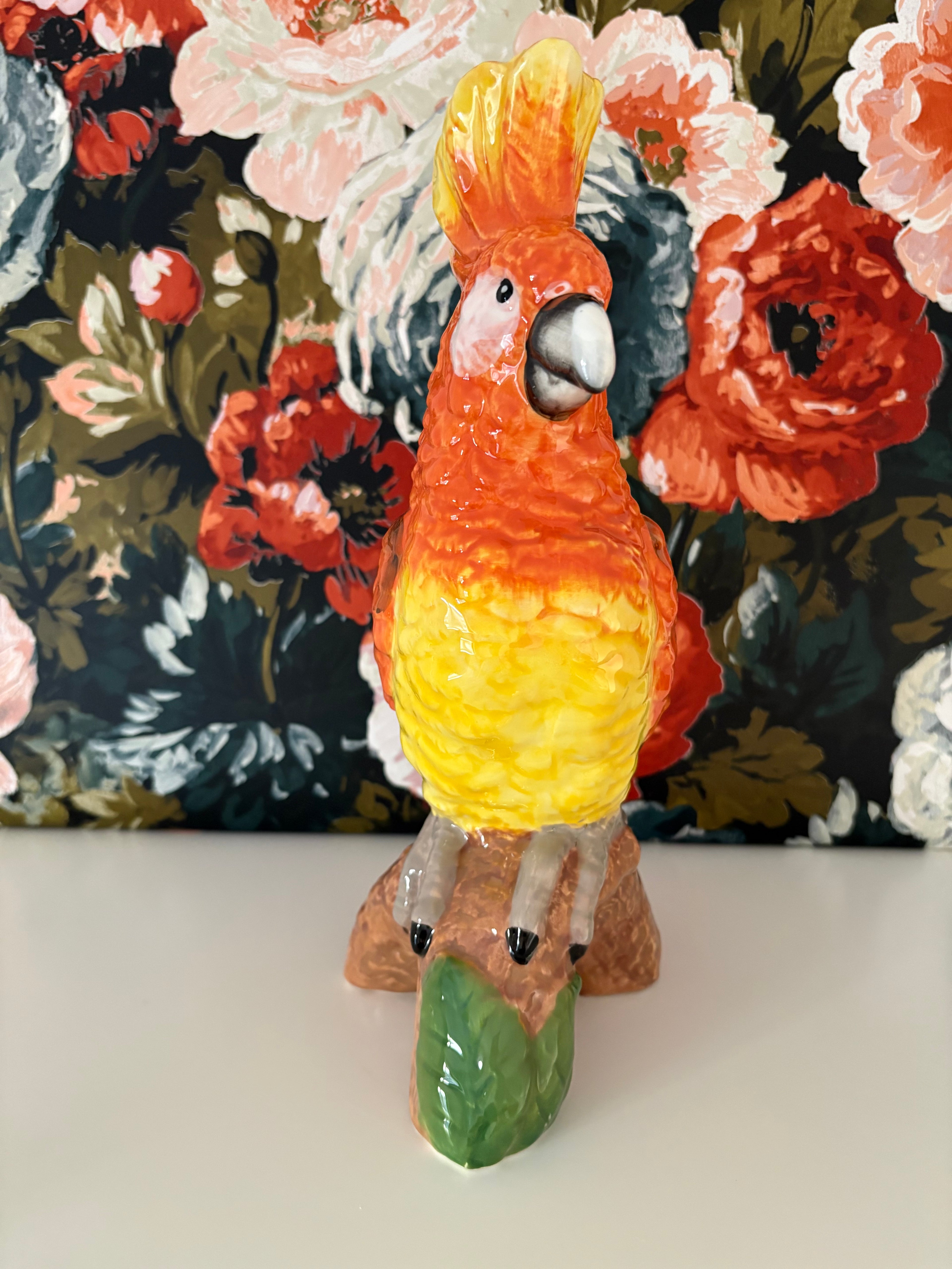 Orange Parrot on a Perch Vase