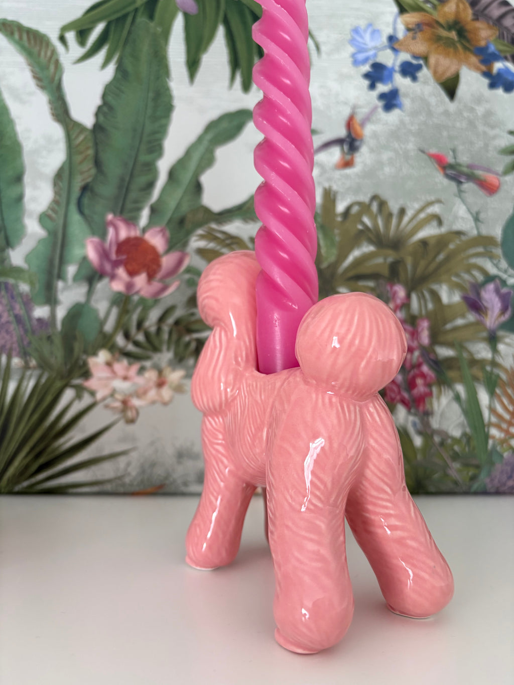 Pink Poodle Ceramic Candle Holder