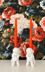 White Poodle Ceramic Candlestick Holder