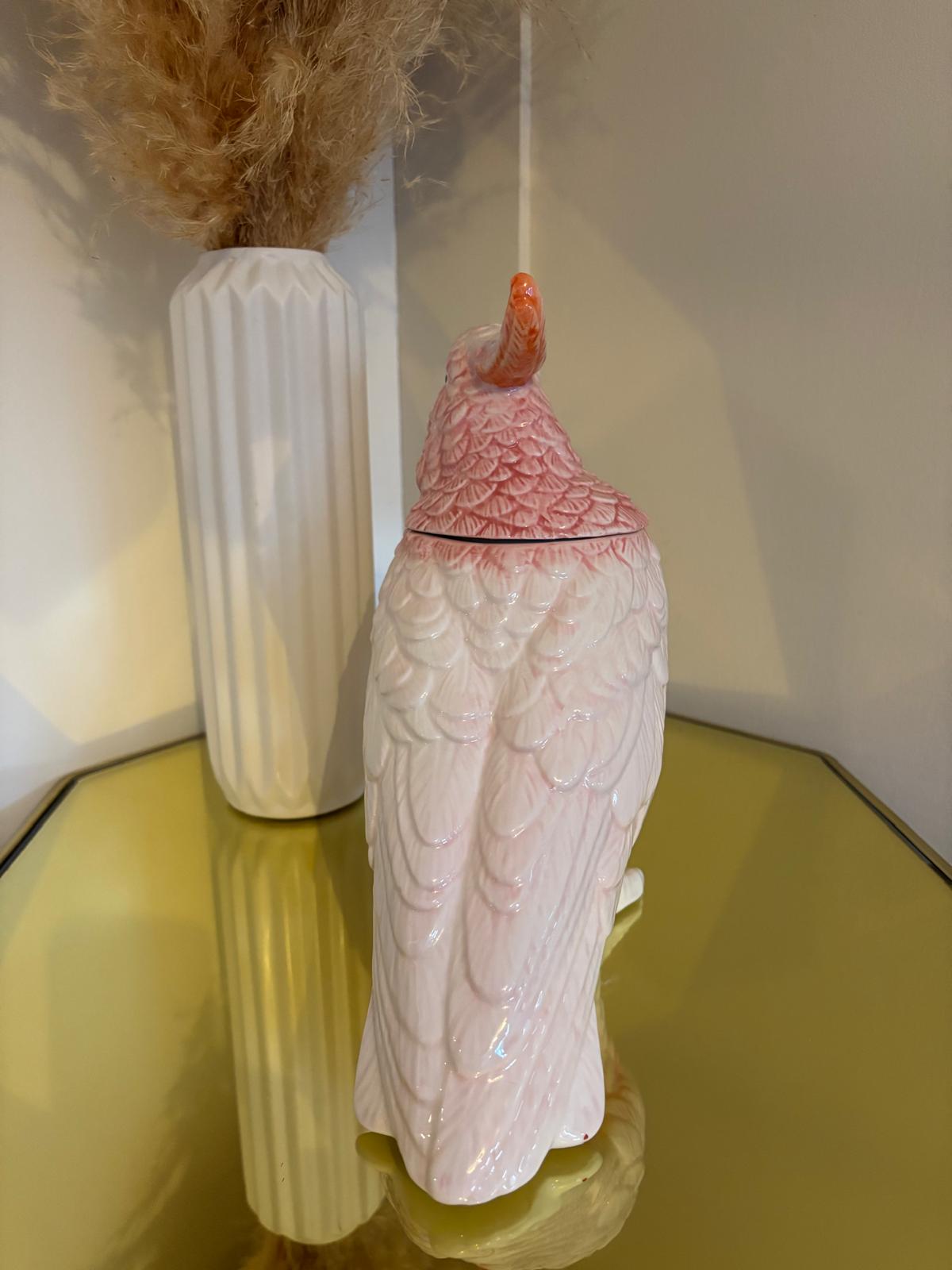 Pink Cockatoo Ceramic Vase or Storage Pot