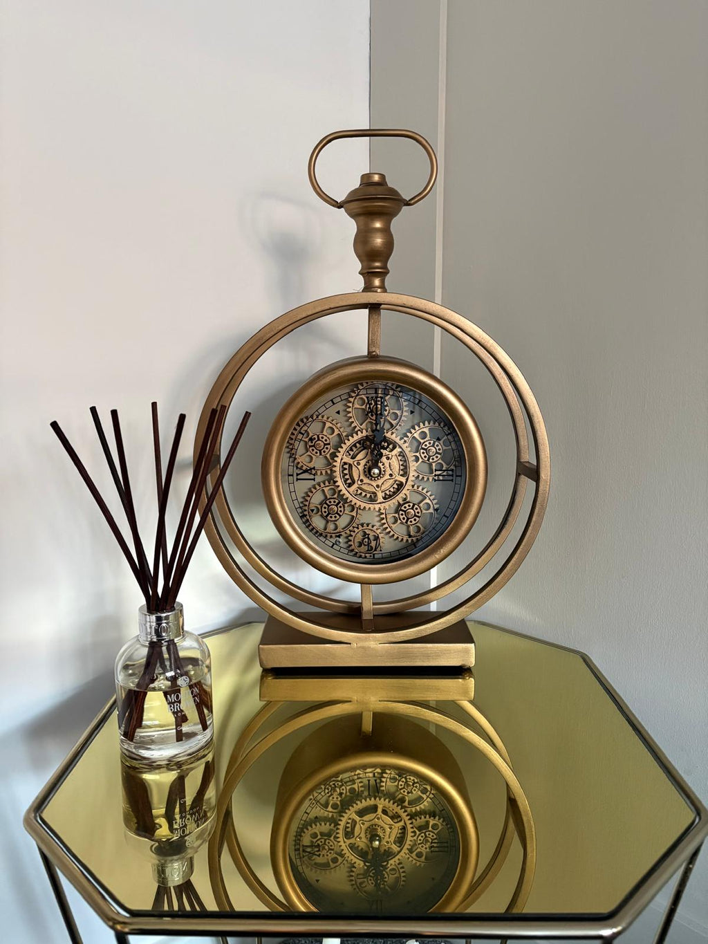 Vintage-Style Gear Clock - Steampunk Mechanical Moving Cog Display